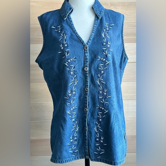 Uni mondo size 14 vest 100% cotton with embroidered flowers - Picture 9 of 12